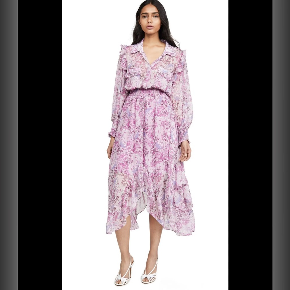 Misa Los Angeles Long Sleeve Purple Floral Dress